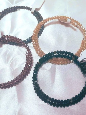 Pack of 4 double handmade bracelets with shiny crystal stones new