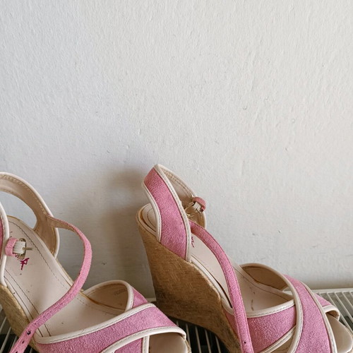 Platform shoes size 38 pink suede like new