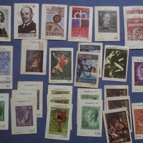 Carousel stickers used, 27 pieces, EEC stamps