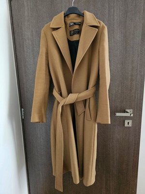 Παλτό Zara μακρύ μάλλινο σαν καινούργιο, καφέ, μέγεθος XS