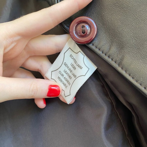 Vintage leather coat, dark brown and black, unisex