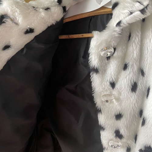 Synthetic Crop Fur Jacket like new, Dalmatian pattern, size S/M