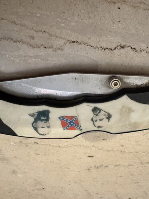Tomahawk folding decorative knife with American Civil War theme