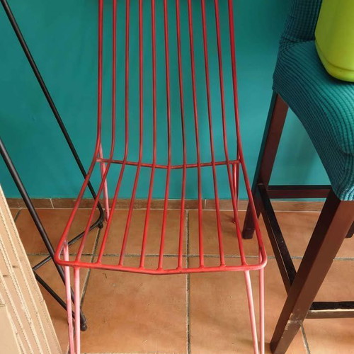 Metal chair used, set of 2 with cushion