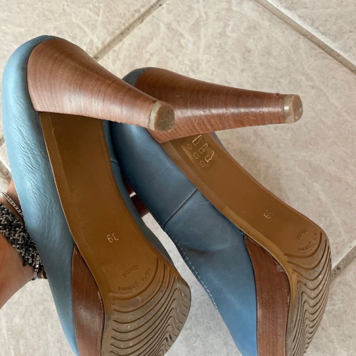 Chaniotakis leather women's heels used, size 39, 10.5 cm heel height