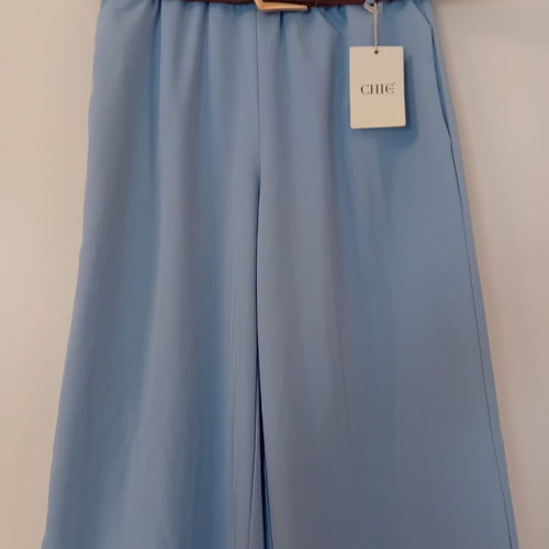 Chic blue pants with belt, size M