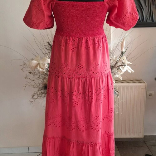 Meadow Rhodes maxi dress embroidered, like new, raspberry red