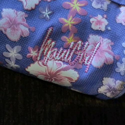 Maui barrel pencil case used, purple with flowers