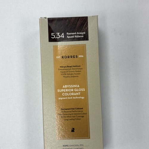 Korres Abyssinia Hair Dye 5.34 Light Brown Gold Copper New