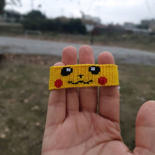 Handmade macrame Pokemon Pikachu bracelet made to order