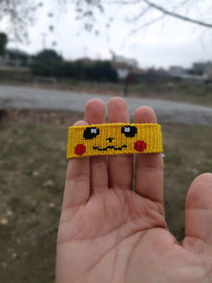 Handmade macrame Pokemon Pikachu bracelet made to order