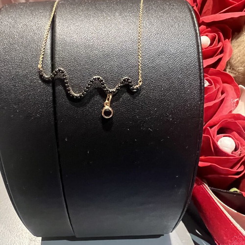 14K rose gold necklace with black zircon, unworn