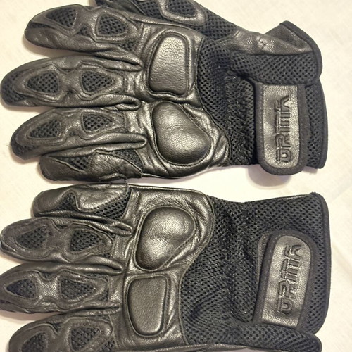 Men's leather motorcycle gloves, size 11, black
