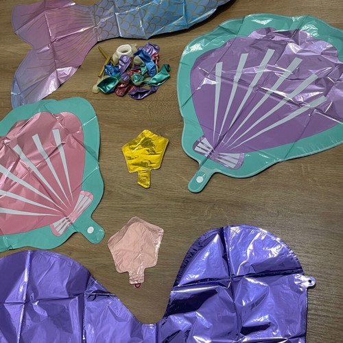 Mermaid party theme set new with cake decorations, 10 hats, 12 candy boxes, 3 candle boxes