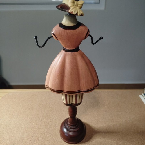 Jewelry stand used, wood, 32 cm height