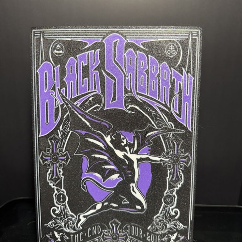 Black Sabbath table lamp like new, USB with switch