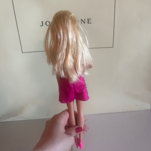 Barbie Fashionistas Party Glam doll with metallic multicolor dress and fuchsia heels, Mattel
