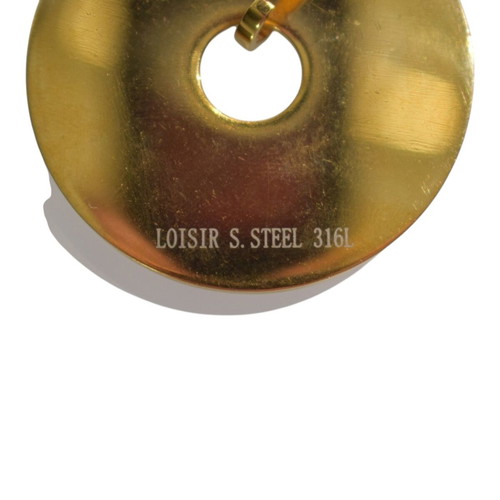 Loisir round pendant with blue and white enamel, gold stainless steel 316L