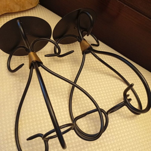 Vintage iron candlesticks pair 23cm height like new
