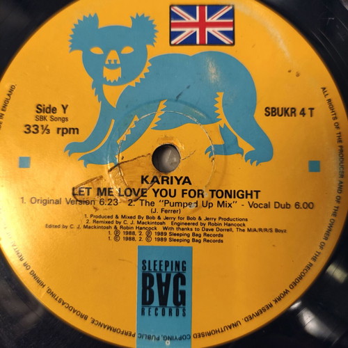 Kariya Let Me Love You For Tonight 12″ Vinyl Maxi Single used