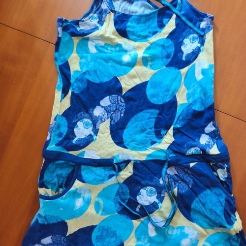 Attrattivo mini dress like new, blue, adjustable ties, cotton