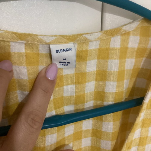 Yellow checkered Old Navy dress Medium like new, cotton