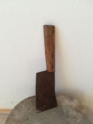 Small butcher cleaver used, antique from 1960s