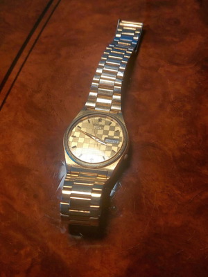 Seiko 5 Automatic 21 Jewels Vintage Watch Used Gold Checkboard Dial
