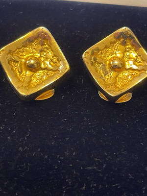 Silver 925 earrings vintage used, gold plated 2x2 cm