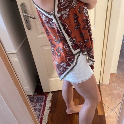 Zara boho blouse orange with tribal patterns, new, size small