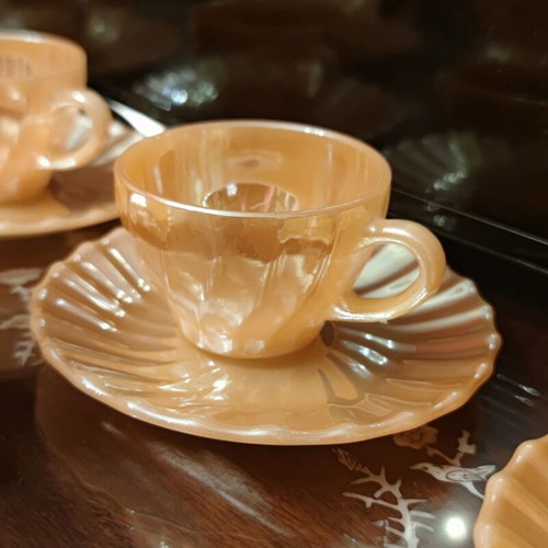 Vintage coffee and tea cups set used, 14 pieces with saucers
