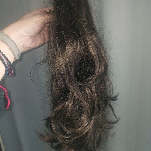 Ponytail clip with synthetic hair like new, brown color