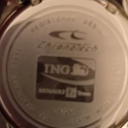 Chronotech men's watch used with black rubber strap, collectible Formula One Renault