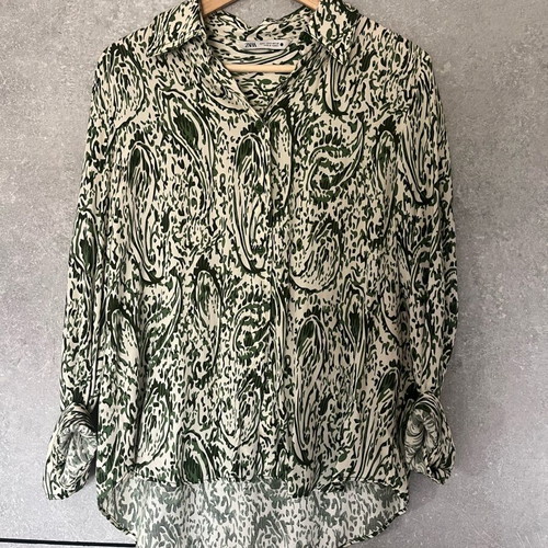 Zara women's shirt new, size S, beige and green