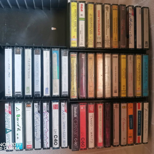 Cassette tapes used, set of 44 with 17 genuine and 2 cases