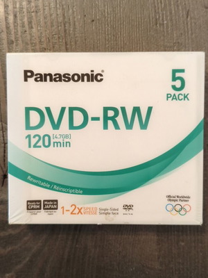 Panasonic DVD-RW 4.7GB πακέτο 5 καινούργια, made in Japan
