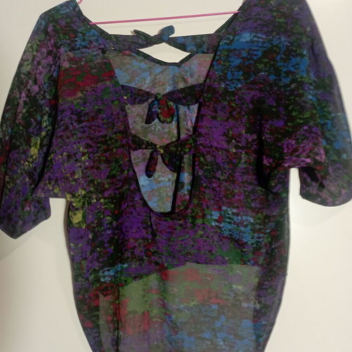 Vintage sheer top with bows, like new, multicolor, M-L