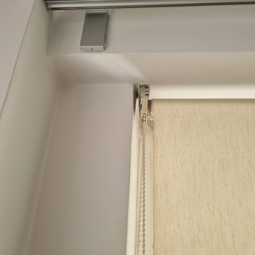 Complete roller curtain rod system like new with double panels
