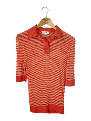 COS Open-Knit Polo Shirt XS като ново, оранжево