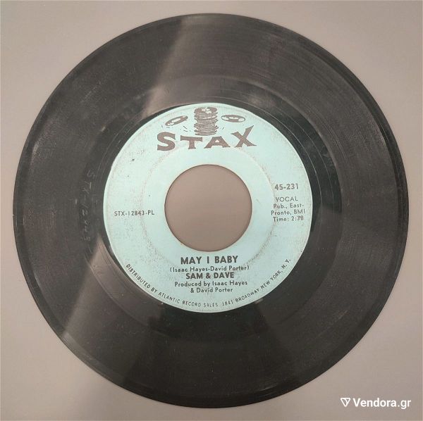  45rpm diskos viniliou Sam & Dave (May I Baby & Soul Man)