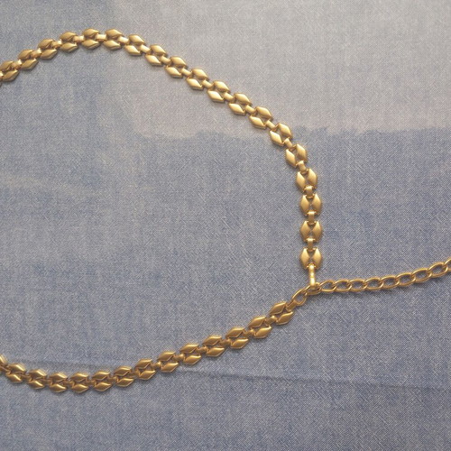 Vintage women's metal chain belt, matte gold