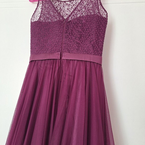 Tulle evening dress with stones like new, purple