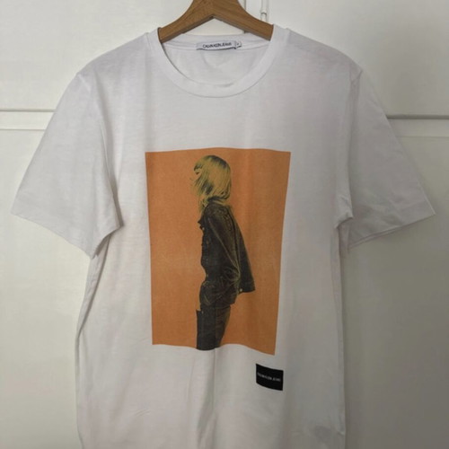 Calvin Klein cotton t-shirt new, size S, white and orange