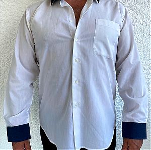 Ανδρικό πουκάμισο (λευκό με μπλε μανσέτες & γιακά)