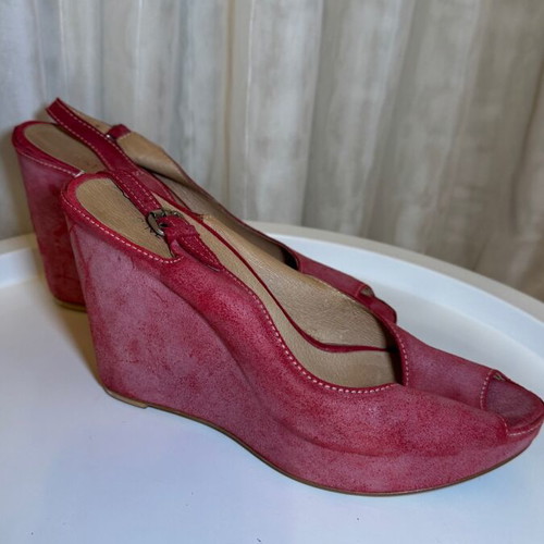 Women's platform shoes size 41 pink leather used