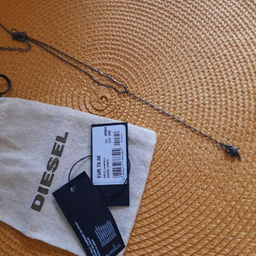 Diesel silver 925 small crocodile necklace, adjustable length