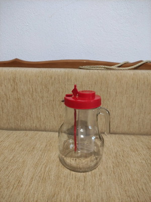 Glass pitcher large like new with ice compartment and stirrer