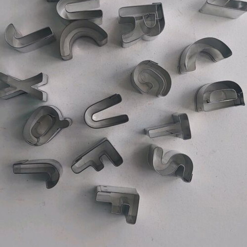 Set of stainless steel cookie cutters English alphabet like new