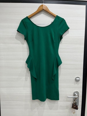 Zara green dress used with ruffles and open back