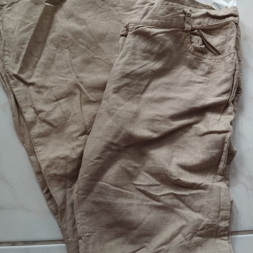 Linen set bell-bottom pants and vest, size S, like new, beige